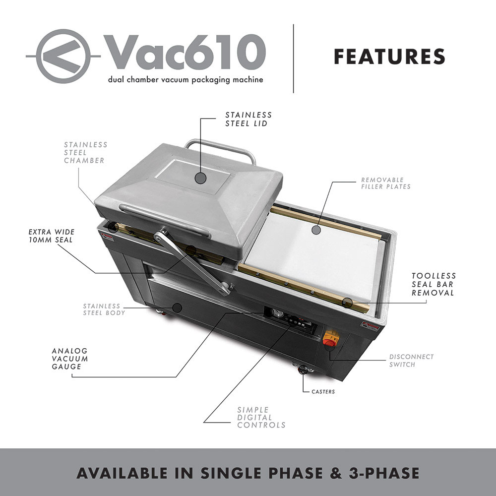 JVR Vac610 [1 PH] - Dual Chamber Vacuum Sealer