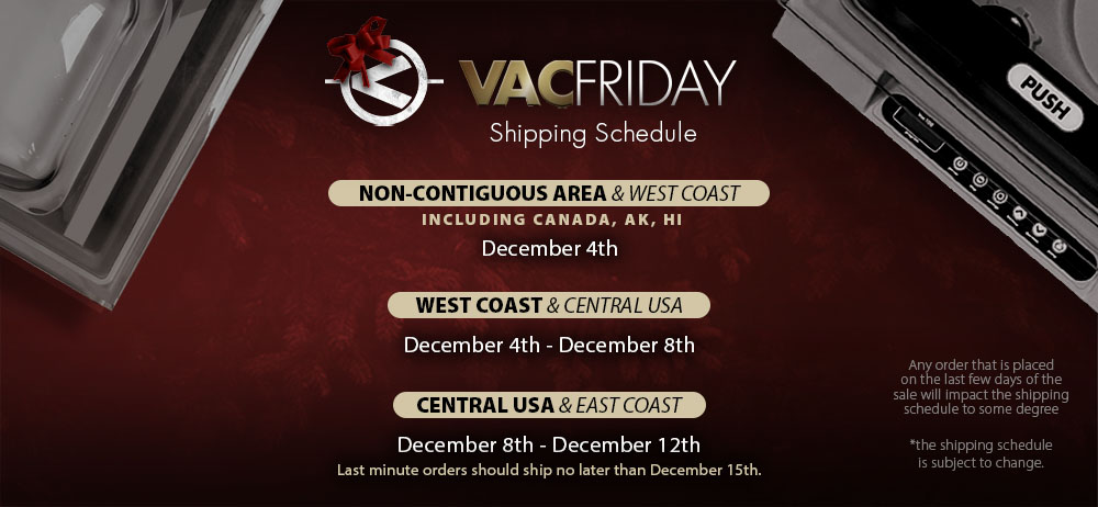 VacFriday Shipping Schedule 2026